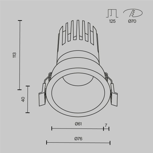 Встраиваемый светильник Technical DL118-15W-3K-B