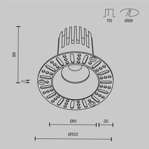 Встраиваемый светильник Technical DL121-15W-3K-TRS-B