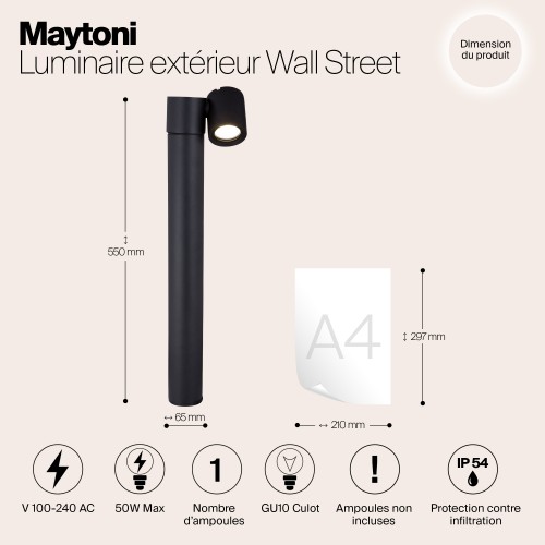 Ландшафтный светильник  Maytoni Outdoor Wall Street O010FL-01B