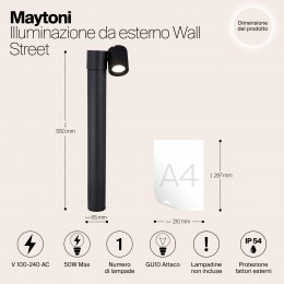 Ландшафтный светильник  Maytoni Outdoor Wall Street O010FL-01B