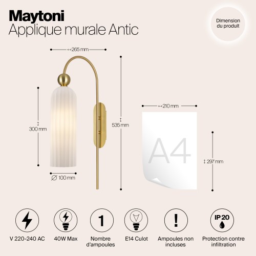 Настенный светильник (бра) Maytoni Antic MOD302WL-01GR