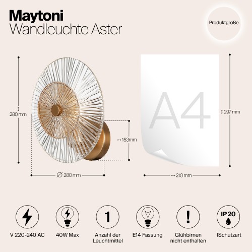 Настенный светильник (бра) Maytoni Aster MOD007WL-01G