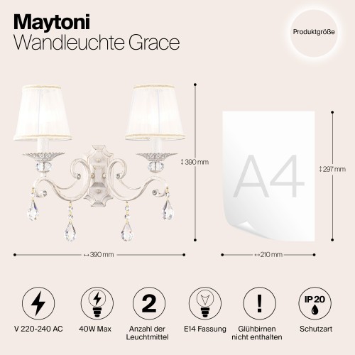 Настенный светильник (бра) Maytoni Grace ARM247-02-G