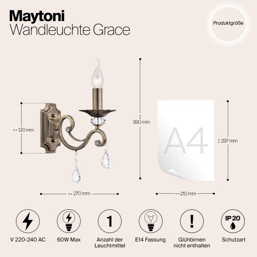 Настенный светильник (бра) Maytoni Grace RC247-WL-01-R