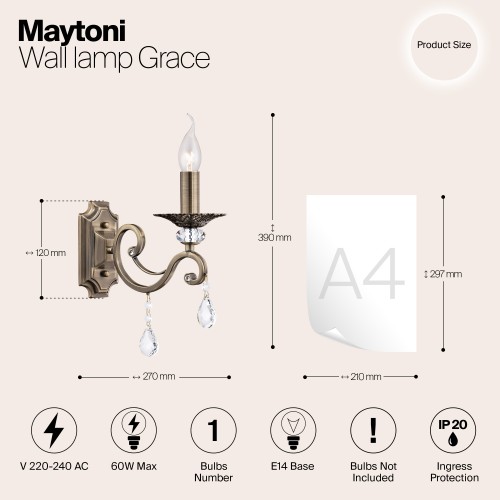 Настенный светильник (бра) Maytoni Grace RC247-WL-01-R