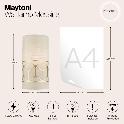 Настенный светильник (бра) Maytoni Messina H223-WL-01-G