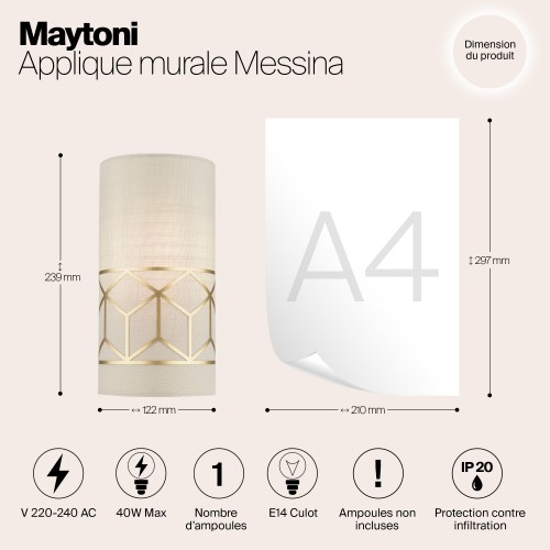 Настенный светильник (бра) Maytoni Messina H223-WL-01-G