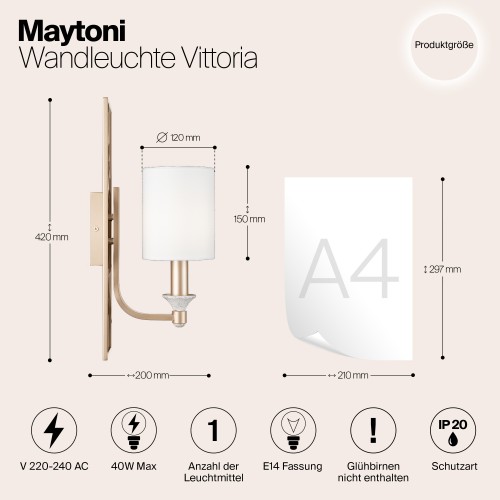 Настенный светильник (бра) Maytoni Vittoria H005WL-01BG