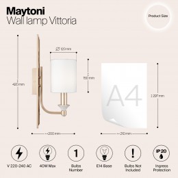 Настенный светильник (бра) Maytoni Vittoria H005WL-01BG