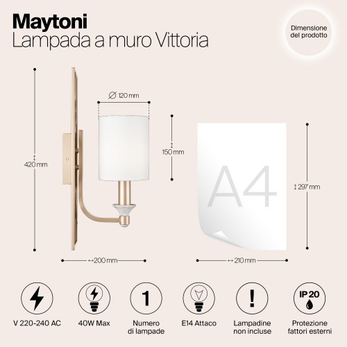 Настенный светильник (бра) Maytoni Vittoria H005WL-01BG