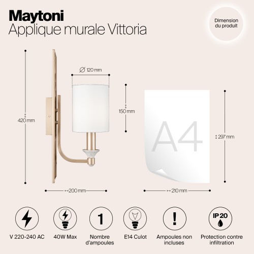 Настенный светильник (бра) Maytoni Vittoria H005WL-01BG