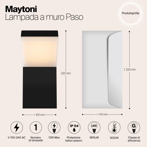 Настенный светильник (бра)  Maytoni Outdoor Paso O595WL-L12B3K