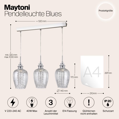 Подвесной светильник Maytoni Blues MOD044-PL-03-N