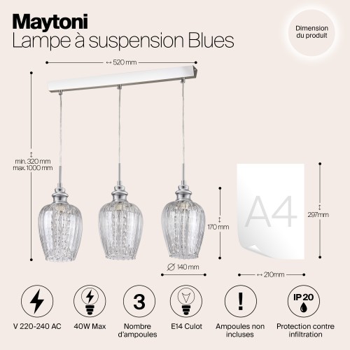 Подвесной светильник Maytoni Blues MOD044-PL-03-N