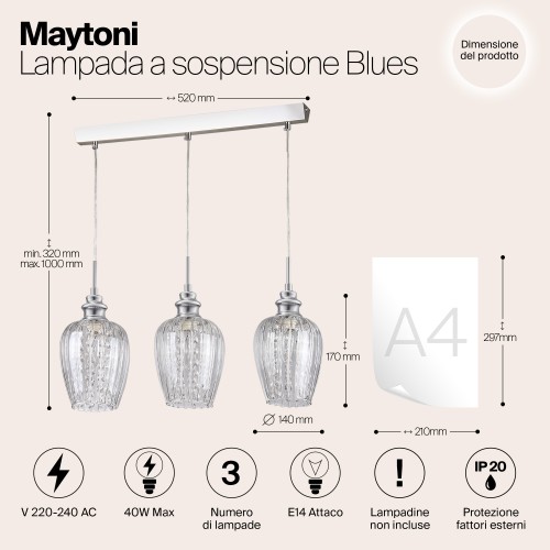 Подвесной светильник Maytoni Blues MOD044-PL-03-N