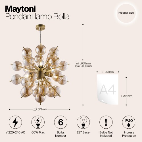 Подвесной светильник Maytoni Bolla MOD133PL-06BS