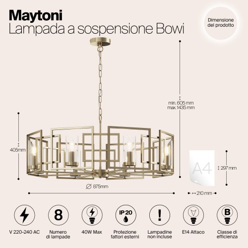 Подвесной светильник Maytoni Bowi H009PL-08G