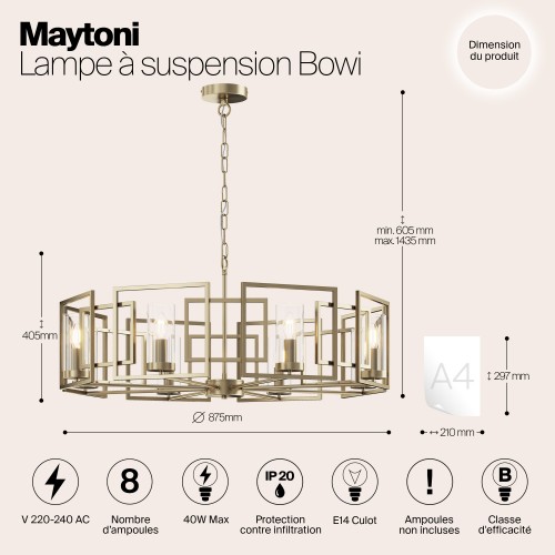 Подвесной светильник Maytoni Bowi H009PL-08G