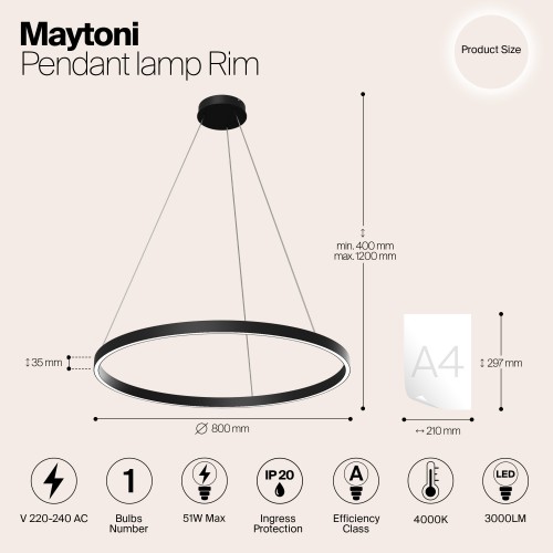 Подвесной светильник Maytoni Rim MOD058PL-L42B4K