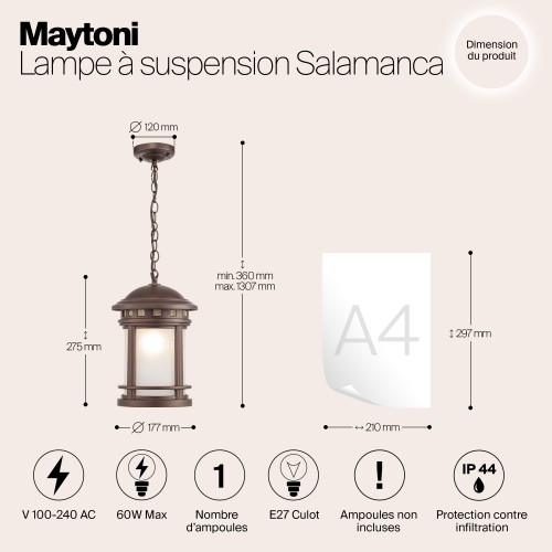 Подвесной светильник  Maytoni Outdoor Salamanca O031PL-01BR