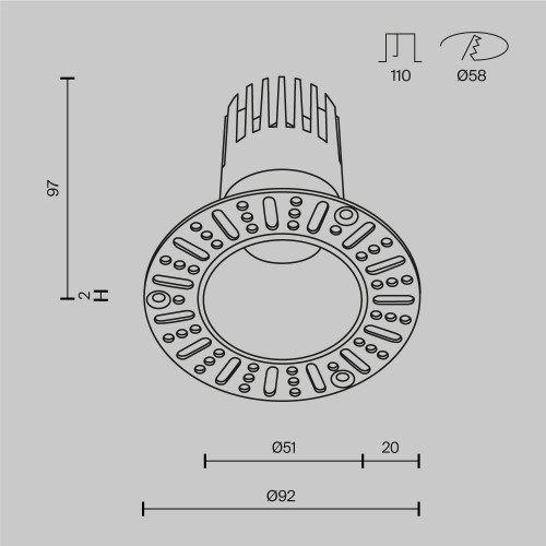 Встраиваемый светильник Technical DL120-10W-3K-TRS-W
