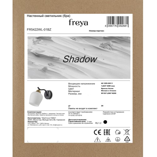 Настенный светильник (бра) Freya FR5422WL-01BZ