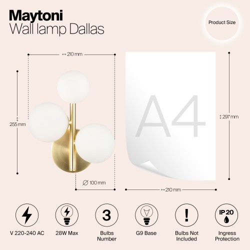 Настенный светильник (бра) Maytoni Dallas MOD545WL-03BS