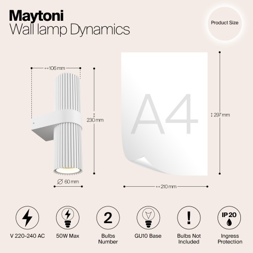 Настенный светильник (бра) Maytoni Dynamics MOD326WL-02W