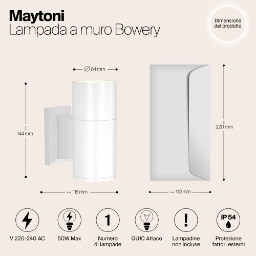 Настенный светильник (бра)  Maytoni Outdoor Bowery O574WL-01W
