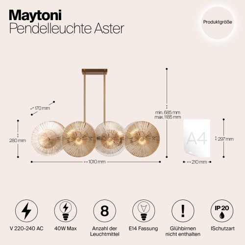 Подвесной светильник Maytoni Aster MOD007PL-08G1