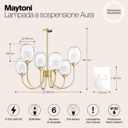 Подвесной светильник Maytoni Aura MOD016PL-06BS