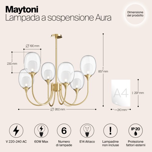 Подвесной светильник Maytoni Aura MOD016PL-06BS