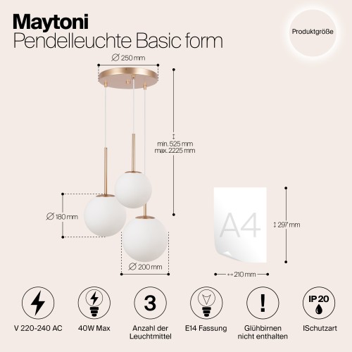 Подвесной светильник Maytoni Basic form MOD321PL-03G1