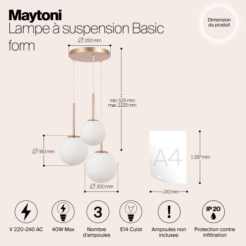 Подвесной светильник Maytoni Basic form MOD321PL-03G1
