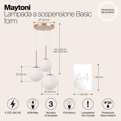 Подвесной светильник Maytoni Basic form MOD321PL-03G1