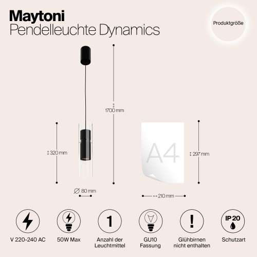 Подвесной светильник Maytoni Dynamics MOD326PL-01B