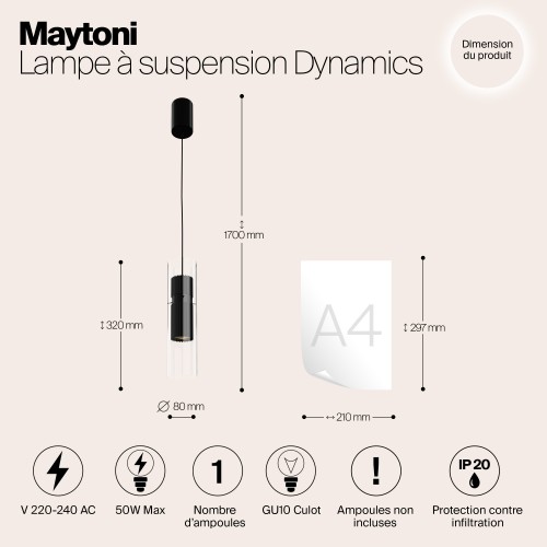 Подвесной светильник Maytoni Dynamics MOD326PL-01B
