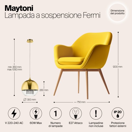 Подвесной светильник Maytoni Fermi P140-PL-170-1-G