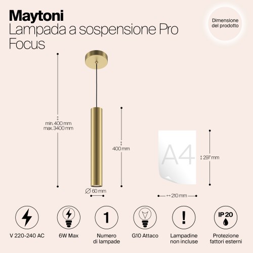 Подвесной светильник Maytoni Pro Focus MOD161PL-01G1