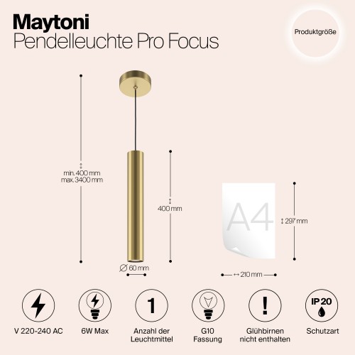 Подвесной светильник Maytoni Pro Focus MOD161PL-01G1