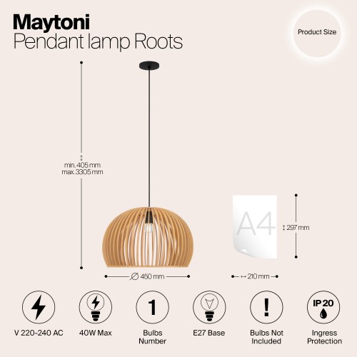 Подвесной светильник Maytoni Roots MOD195PL-01W1