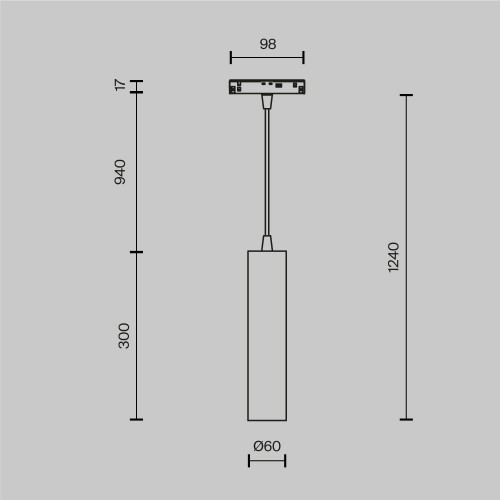 Трековый подвесной светильник Technical TR016-2-12W4K-B-1
