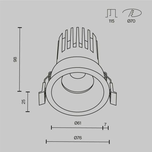 Встраиваемый светильник Technical DL117-15W-4K-B