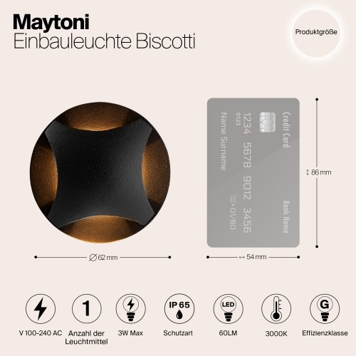 Встраиваемый светильник  Maytoni Outdoor Biscotti O036-L3B3K