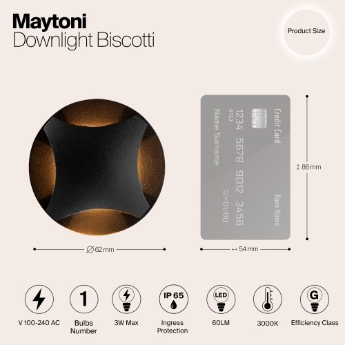 Встраиваемый светильник  Maytoni Outdoor Biscotti O036-L3B3K
