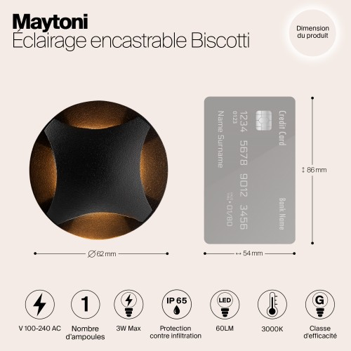 Встраиваемый светильник  Maytoni Outdoor Biscotti O036-L3B3K
