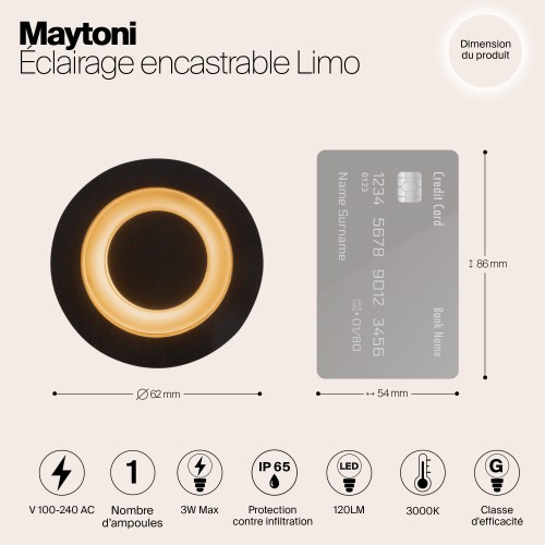 Встраиваемый светильник  Maytoni Outdoor Limo O037-L3B3K