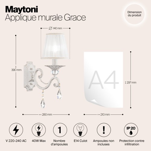Настенный светильник (бра) Maytoni Grace ARM247-01-G