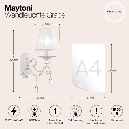 Настенный светильник (бра) Maytoni Grace ARM247-01-G