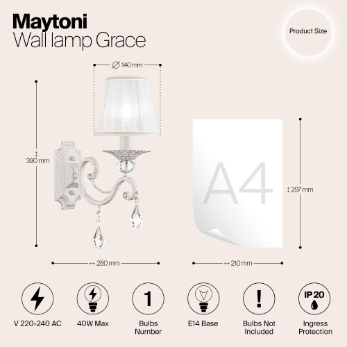 Настенный светильник (бра) Maytoni Grace ARM247-01-G
